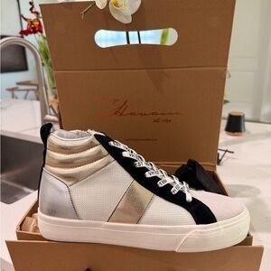 Vintage Havana Silver and White High-Top Sneakers